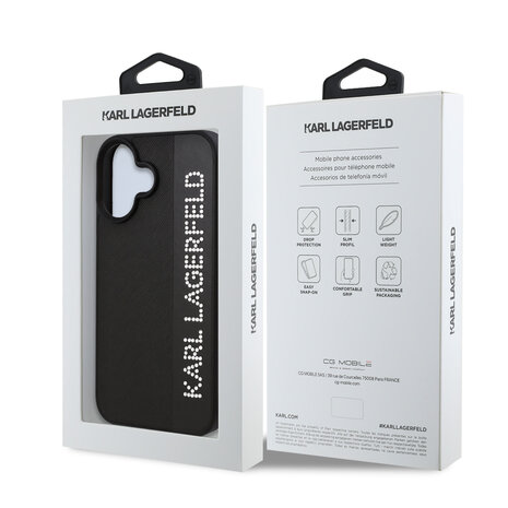 Karl Lagerfeld Karl Lagerfeld iPhone 16 Back-Cover hul - Saffiano rhinestones and charm - Schwarz Karl Lagerfeld Karl Lagerfeld iPhone 16 Back-Cover hul - Saffiano rhinestones and charm - Schwarz