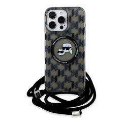 Karl Lagerfeld iPhone 16 Pro Back cover coque Magsafe IML KC heads - cord - Noir
