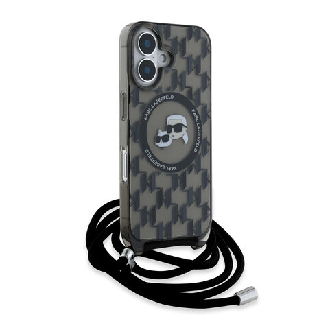 Karl Lagerfeld Karl Lagerfeld iPhone 16 Backcover hoesje Magsafe IML KC heads - cord - Zwart Karl Lagerfeld Karl Lagerfeld iPhone 16 Backcover hoesje Magsafe IML KC heads - cord - Zwart