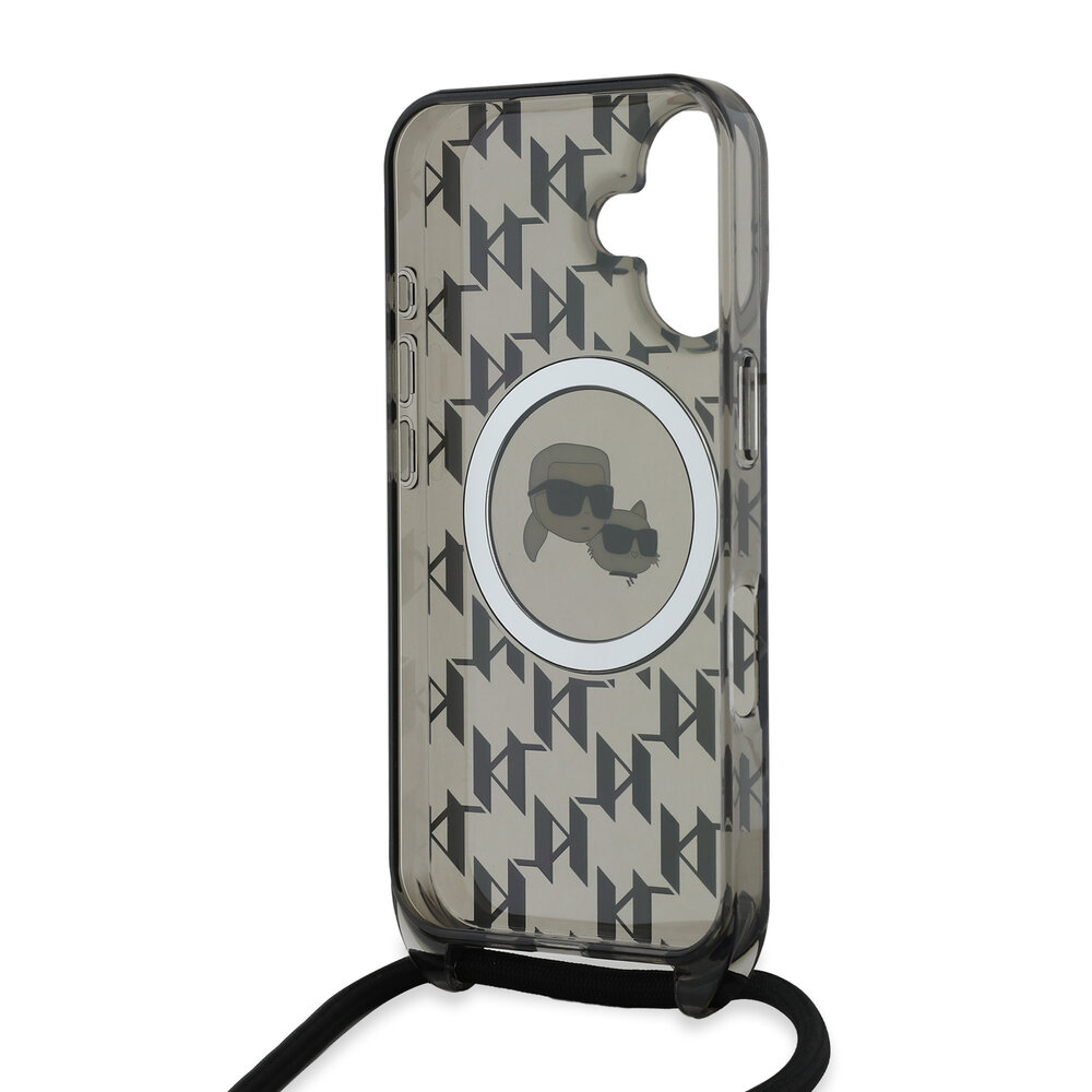 Karl Lagerfeld Karl Lagerfeld iPhone 16 Backcover hoesje Magsafe IML KC heads - cord - Zwart Karl Lagerfeld Karl Lagerfeld iPhone 16 Backcover hoesje Magsafe IML KC heads - cord - Zwart