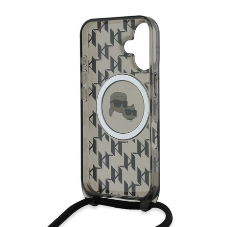 Karl Lagerfeld Karl Lagerfeld iPhone 16 Backcover hoesje Magsafe IML KC heads - cord - Zwart Karl Lagerfeld Karl Lagerfeld iPhone 16 Backcover hoesje Magsafe IML KC heads - cord - Zwart