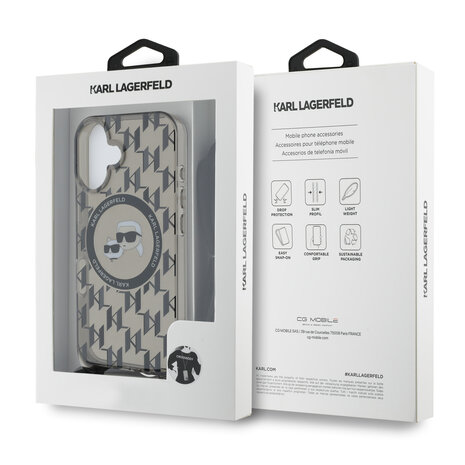 Karl Lagerfeld Karl Lagerfeld iPhone 16 Backcover hoesje Magsafe IML KC heads - cord - Zwart Karl Lagerfeld Karl Lagerfeld iPhone 16 Backcover hoesje Magsafe IML KC heads - cord - Zwart