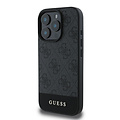 Guess Guess iPhone 16 Pro Backcover hoesje - Magsafe - 4G PU Leather - Bottom Stripe - Grijs