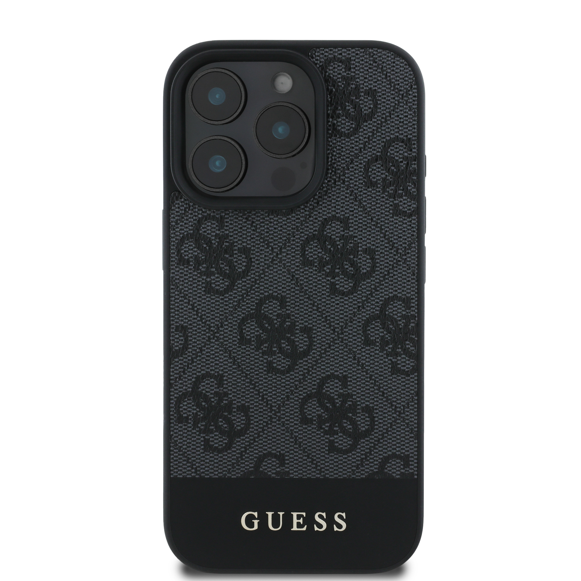 Guess Guess iPhone 16 Pro Backcover hoesje - Magsafe - 4G PU Leather - Bottom Stripe - Grijs, foto 3 van 6