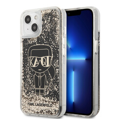 Karl Lagerfeld iPhone 14 & 13 Back cover case - Liquid Glitter - Gatsby Ikonik - Black