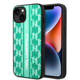 Karl Lagerfeld Karl Lagerfeld iPhone 14 Backcover hoesje - Monogram Stripe - Groen Karl Lagerfeld Karl Lagerfeld iPhone 14 Backcover hoesje - Monogram Stripe - Groen