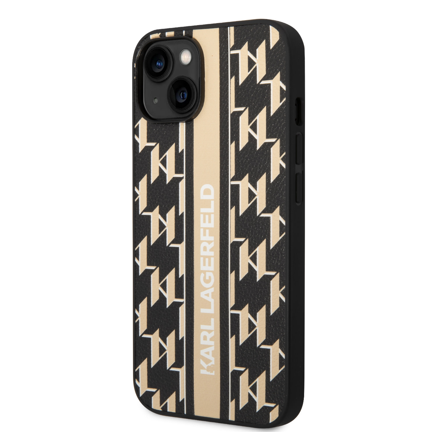 Karl Lagerfeld Karl Lagerfeld iPhone 14 Backcover hoesje - Stripe - Geel Zwart, foto 2 van 6