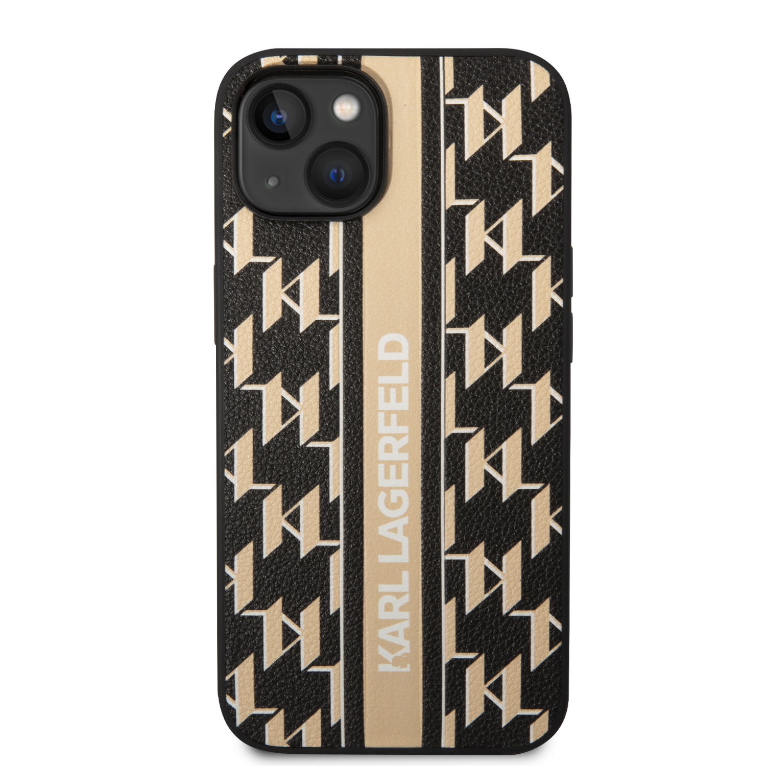 Karl Lagerfeld Karl Lagerfeld iPhone 14 Backcover hoesje - Stripe - Geel Zwart, foto 3 van 6