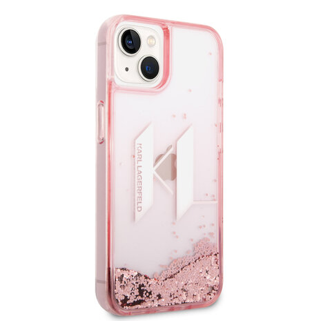 Karl Lagerfeld Karl Lagerfeld iPhone 14 Backcover hoesje - Liquid Glitter KL Logo - Roze Karl Lagerfeld Karl Lagerfeld iPhone 14 Backcover hoesje - Liquid Glitter KL Logo - Roze