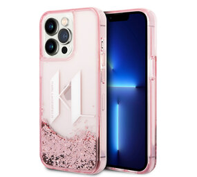 Karl Lagerfeld Karl Lagerfeld iPhone 14 Pro Max Backcover hoesje - Glitter KL Logo - Roze Karl Lagerfeld Karl Lagerfeld iPhone 14 Pro Max Backcover hoesje - Glitter KL Logo - Roze