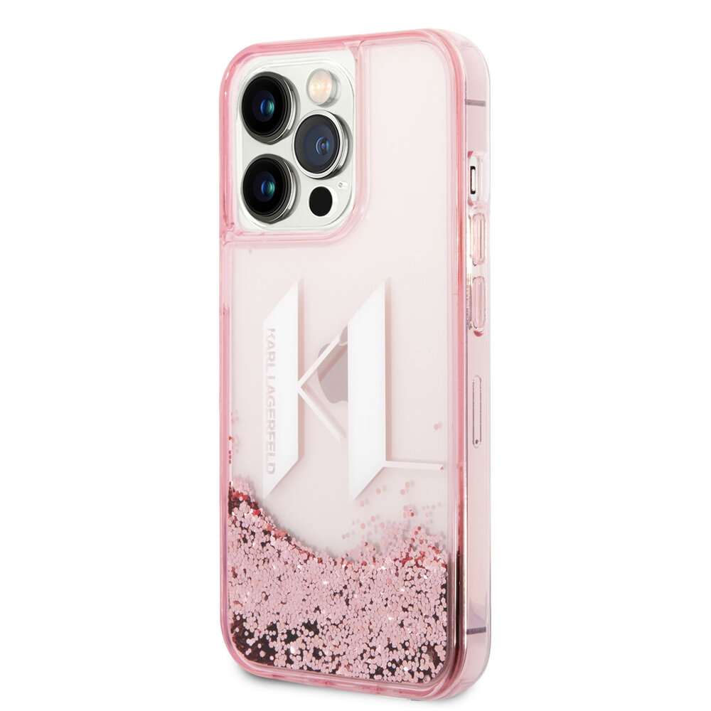 Karl Lagerfeld Karl Lagerfeld iPhone 14 Pro Max Back cover coque - Glitter KL Logo - Rose Karl Lagerfeld Karl Lagerfeld iPhone 14 Pro Max Back cover coque - Glitter KL Logo - Rose