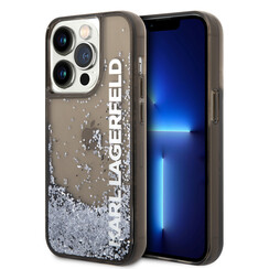 Karl Lagerfeld iPhone 14 Pro Max Backcover hoesje - Liquid Glitter - Zwart