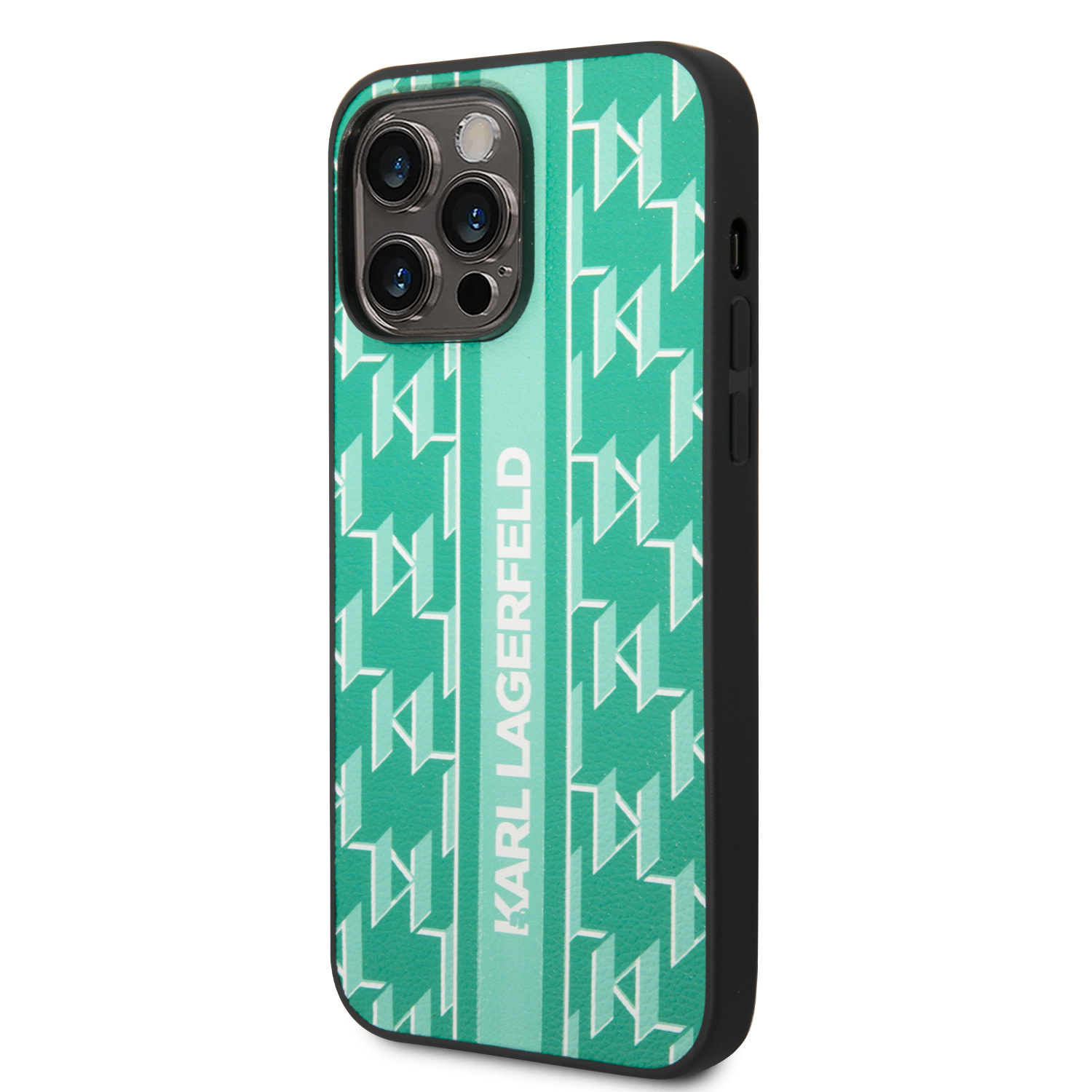 Karl Lagerfeld Karl Lagerfeld iPhone 14 Pro Max Backcover hoesje - Monogram Stripe - Groen, foto 2 van 6