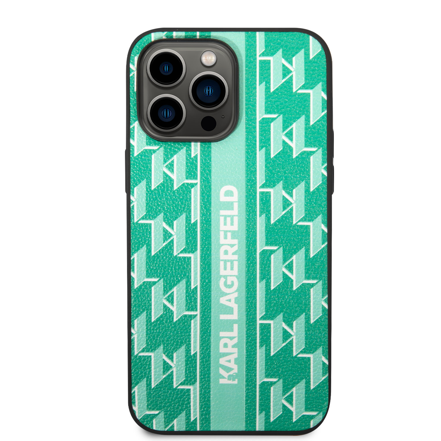 Karl Lagerfeld Karl Lagerfeld iPhone 14 Pro Max Backcover hoesje - Monogram Stripe - Groen, foto 3 van 6