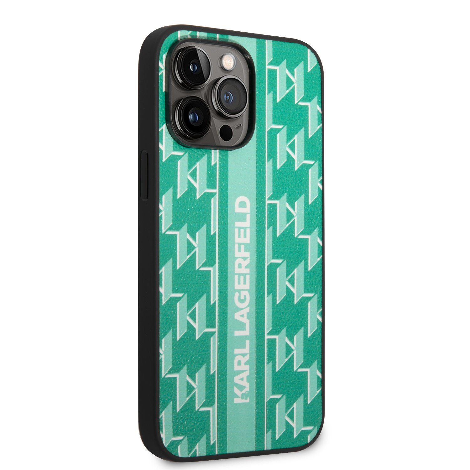 Karl Lagerfeld Karl Lagerfeld iPhone 14 Pro Max Backcover hoesje - Monogram Stripe - Groen, foto 4 van 6