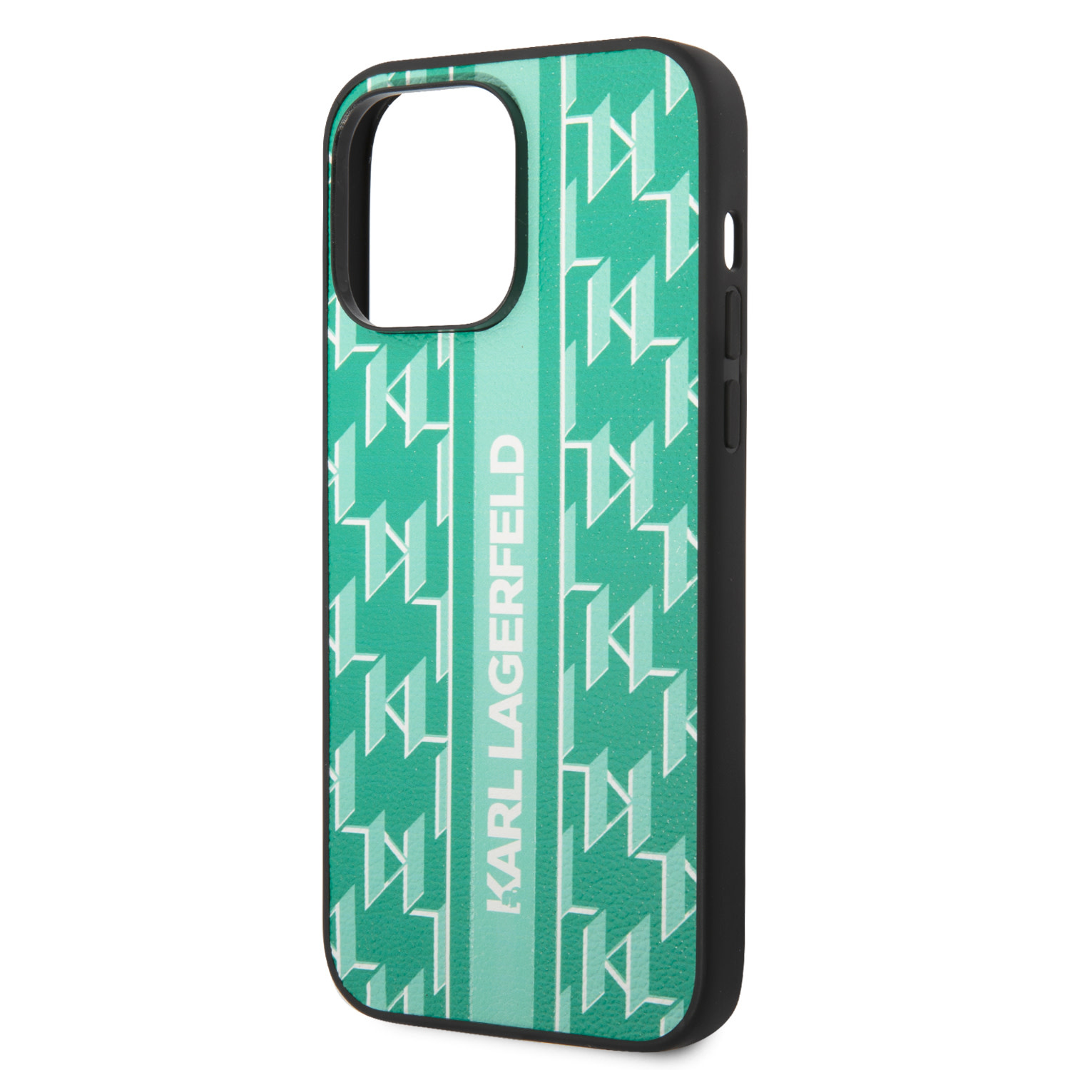Karl Lagerfeld Karl Lagerfeld iPhone 14 Pro Max Backcover hoesje - Monogram Stripe - Groen, foto 5 van 6