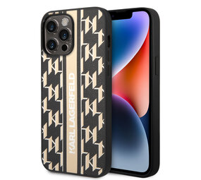 Karl Lagerfeld Karl Lagerfeld iPhone 14 Pro Max Backcover hoesje - Monogram Stripe - Zwart Karl Lagerfeld Karl Lagerfeld iPhone 14 Pro Max Backcover hoesje - Monogram Stripe - Zwart