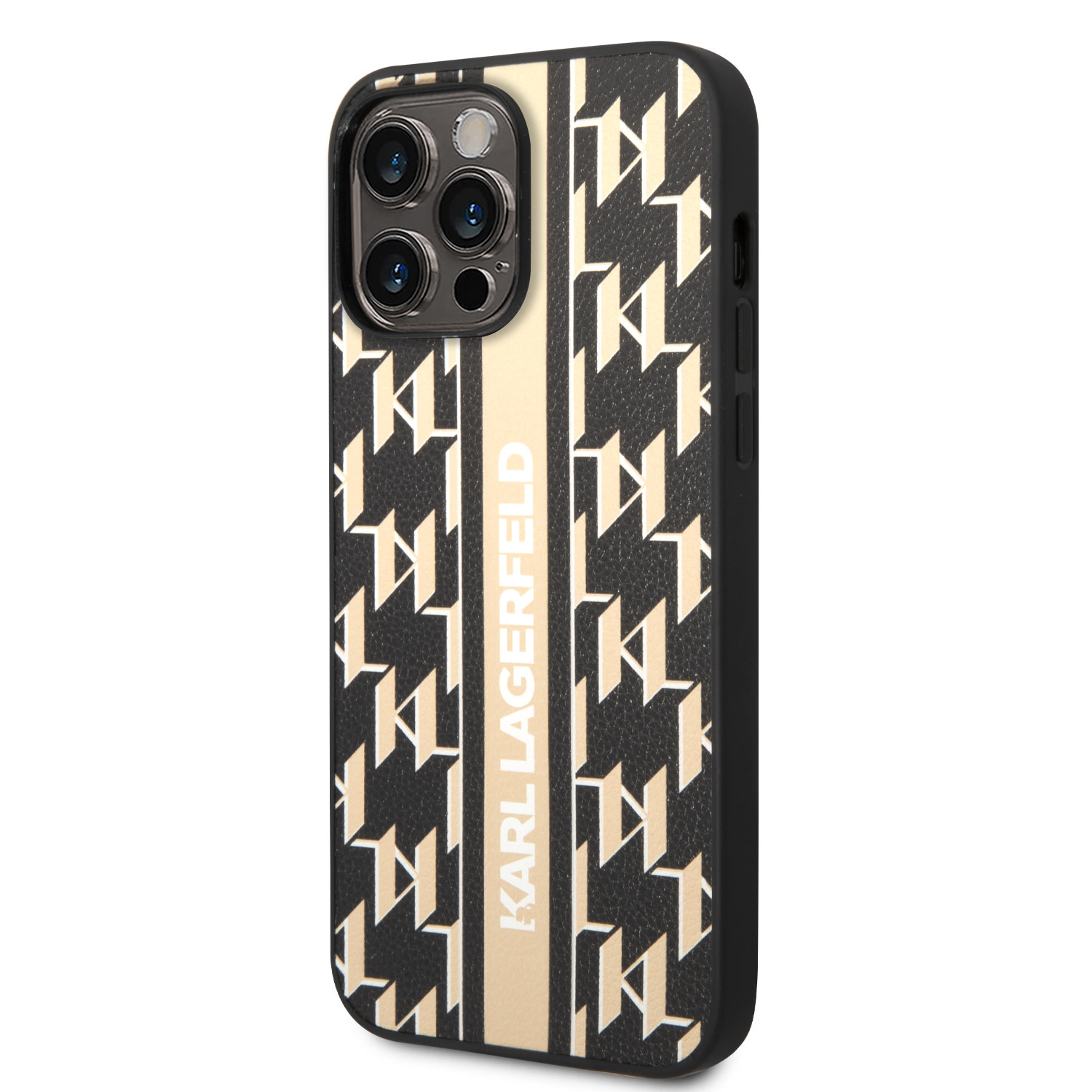 Karl Lagerfeld Karl Lagerfeld iPhone 14 Pro Max Backcover hoesje - Monogram Stripe - Zwart, foto 2 van 6