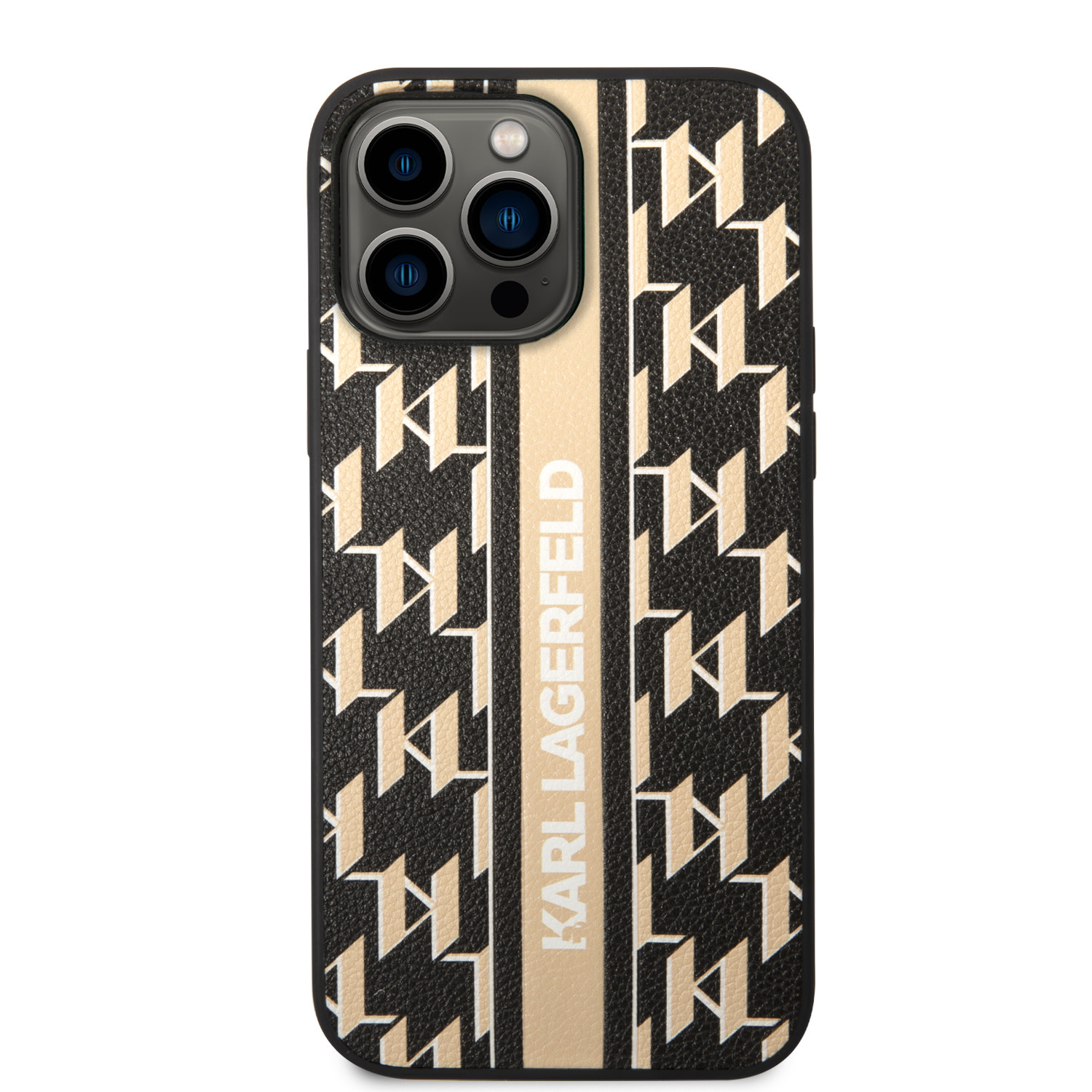 Karl Lagerfeld Karl Lagerfeld iPhone 14 Pro Max Backcover hoesje - Monogram Stripe - Zwart, foto 3 van 6