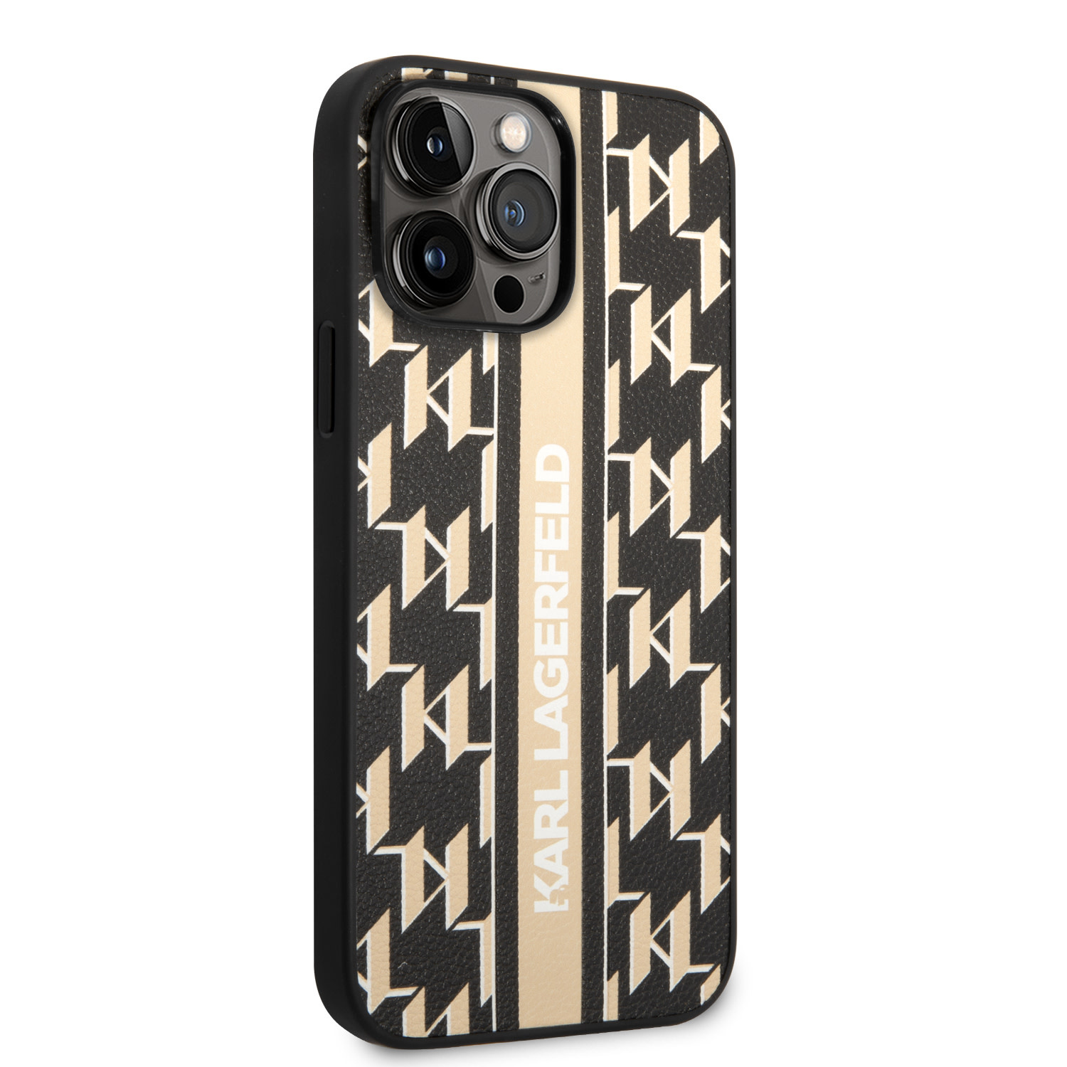 Karl Lagerfeld Karl Lagerfeld iPhone 14 Pro Max Backcover hoesje - Monogram Stripe - Zwart, foto 4 van 6