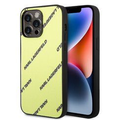 Karl Lagerfeld iPhone 14 Pro Max Backcover hoesje - Logomania - Geel