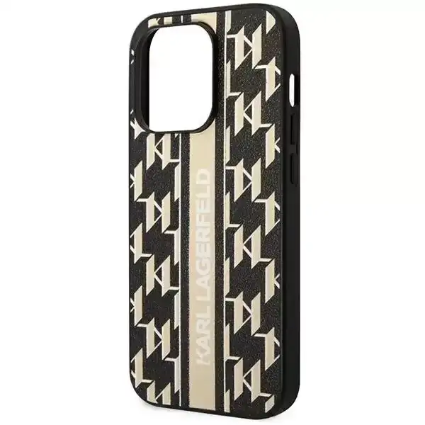 Karl Lagerfeld Karl Lagerfeld iPhone 14 Pro Backcover hoesje - Monogram Stripe - Zwart, foto 2 van 5