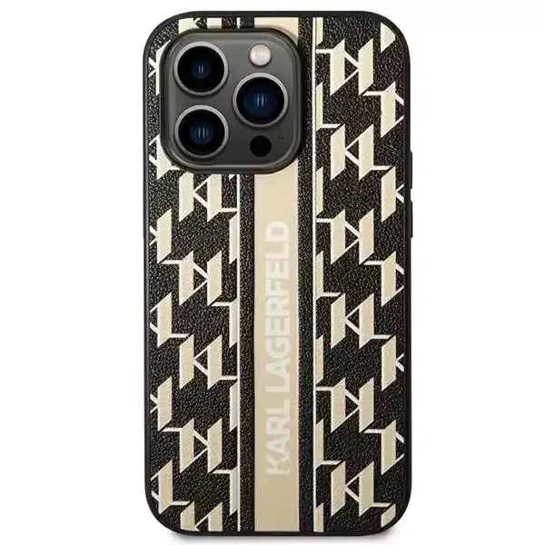 Karl Lagerfeld Karl Lagerfeld iPhone 14 Pro Backcover hoesje - Monogram Stripe - Zwart, foto 3 van 5