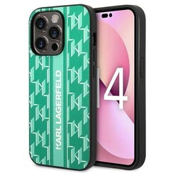 Karl Lagerfeld iPhone 14 Pro Back cover coque - Monogram Stripe - Vert