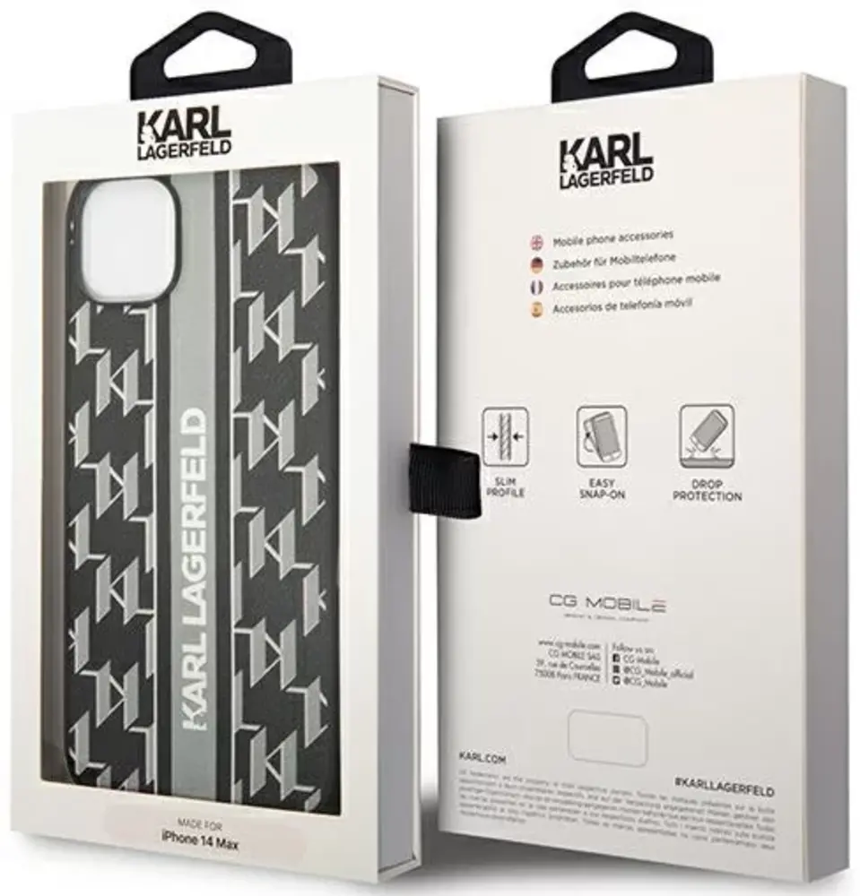 Karl Lagerfeld Karl Lagerfeld iPhone 14 Plus Back cover coque - Monogram Stripe - Noir Karl Lagerfeld Karl Lagerfeld iPhone 14 Plus Back cover coque - Monogram Stripe - Noir