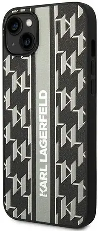 Karl Lagerfeld Karl Lagerfeld iPhone 14 Plus Backcover hoesje - Monogram Stripe - Zwart Karl Lagerfeld Karl Lagerfeld iPhone 14 Plus Backcover hoesje - Monogram Stripe - Zwart