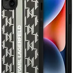 Karl Lagerfeld iPhone 14 Plus Backcover hoesje - Monogram Stripe - Zwart