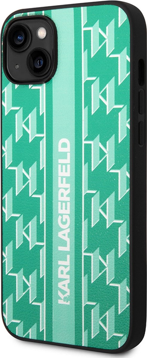 Karl Lagerfeld Karl Lagerfeld iPhone 14 Plus Backcover hoesje- Monogram Stripe - Groen, foto 2 van 5