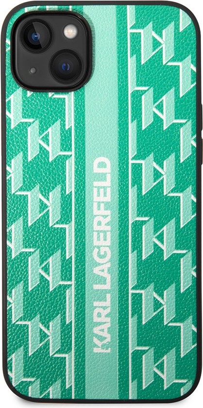 Karl Lagerfeld Karl Lagerfeld iPhone 14 Plus Backcover hoesje- Monogram Stripe - Groen, foto 3 van 5