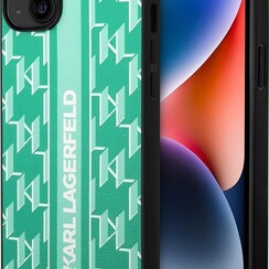 Karl Lagerfeld iPhone 14 Plus Back cover case- Monogram Stripe - Green