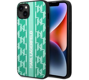 Karl Lagerfeld Karl Lagerfeld iPhone 14 Plus Back cover case- Monogram Stripe - Green Karl Lagerfeld Karl Lagerfeld iPhone 14 Plus Back cover case- Monogram Stripe - Green