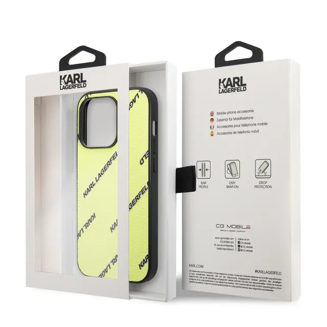 Karl Lagerfeld Karl Lagerfeld iPhone 14 Pro Backcover hoesje - Logomania - Geel, foto 5 van 6