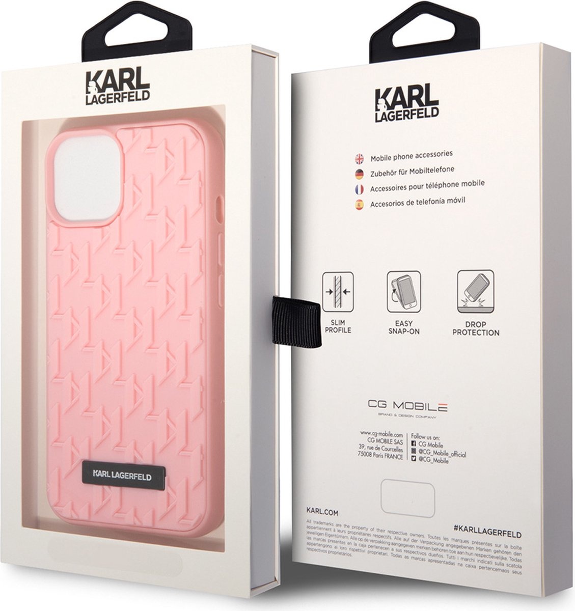 Karl Lagerfeld Karl Lagerfeld iPhone 14 Plus Backcover hoesje - Monogram - Roze, foto 5 van 6