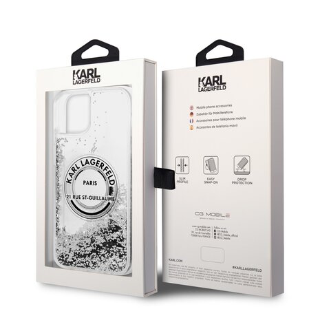 Karl Lagerfeld Karl Lagerfeld iPhone 14 Plus Backcover hoesje - Liquid Glitter - RSG - Zilver Karl Lagerfeld Karl Lagerfeld iPhone 14 Plus Backcover hoesje - Liquid Glitter - RSG - Zilver