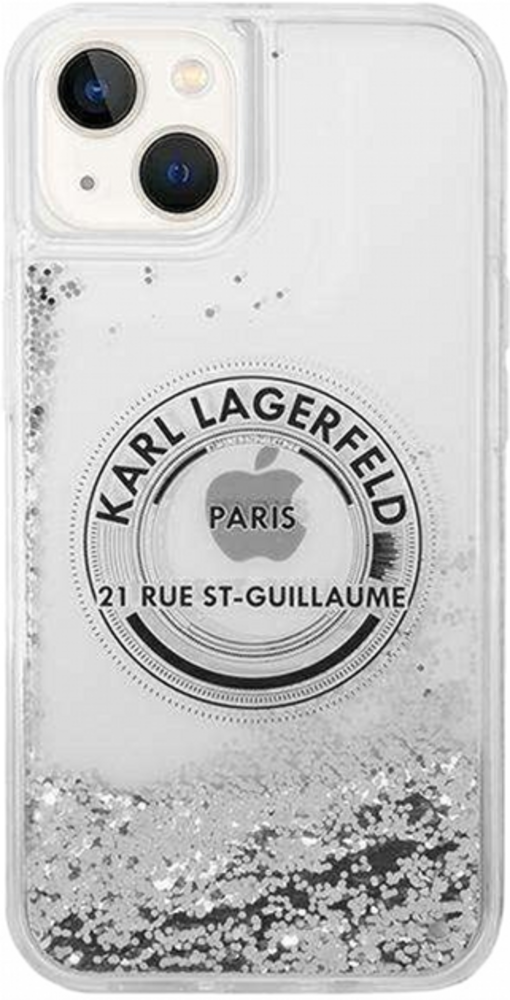 Karl Lagerfeld Karl Lagerfeld iPhone 14 Plus Backcover hoesje - Liquid Glitter - RSG - Zilver Karl Lagerfeld Karl Lagerfeld iPhone 14 Plus Backcover hoesje - Liquid Glitter - RSG - Zilver
