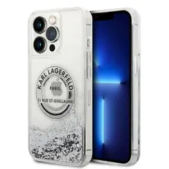 Karl Lagerfeld iPhone 14 Plus Backcover hoesje - Liquid Glitter - RSG - Zilver