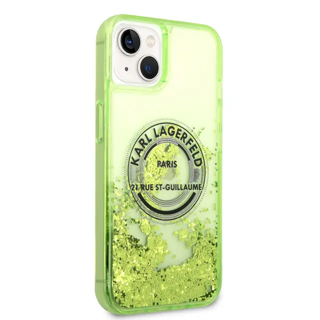 Karl Lagerfeld Karl Lagerfeld iPhone 14 Plus Backcover hoesje - Liquid Glitter - RSG - Groen, foto 4 van 5