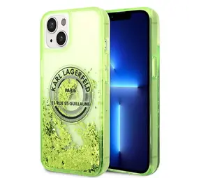 Karl Lagerfeld Karl Lagerfeld iPhone 14 Plus Back cover coque - Liquid Glitter - RSG - Vert Karl Lagerfeld Karl Lagerfeld iPhone 14 Plus Back cover coque - Liquid Glitter - RSG - Vert