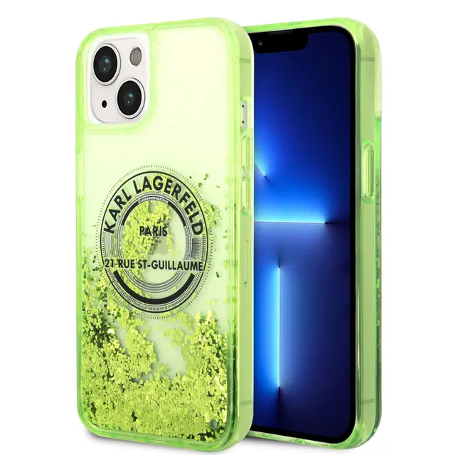 Karl Lagerfeld Karl Lagerfeld iPhone 14 Plus Backcover hoesje - Liquid Glitter - RSG - Groen