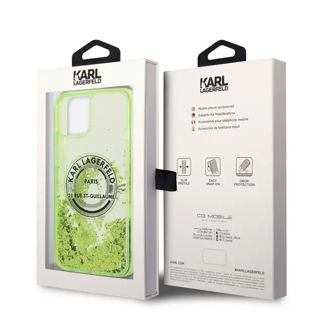 Karl Lagerfeld Karl Lagerfeld iPhone 14 Plus Backcover hoesje - Liquid Glitter - RSG - Groen, foto 5 van 5