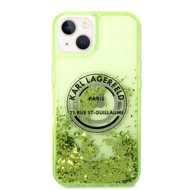 Karl Lagerfeld Karl Lagerfeld iPhone 14 Plus Backcover hoesje - Liquid Glitter - RSG - Groen, foto 3 van 5