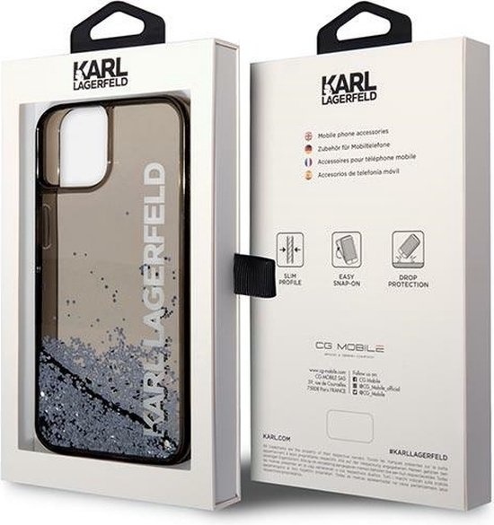 Karl Lagerfeld Karl Lagerfeld iPhone 14 Plus Backcover hoesje - Liquid Glitter - Zwart, foto 6 van 6
