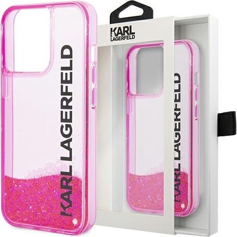 Karl Lagerfeld Karl Lagerfeld iPhone 14 Plus Backcover hoesje - Liquid Glitter - Roze Karl Lagerfeld Karl Lagerfeld iPhone 14 Plus Backcover hoesje - Liquid Glitter - Roze