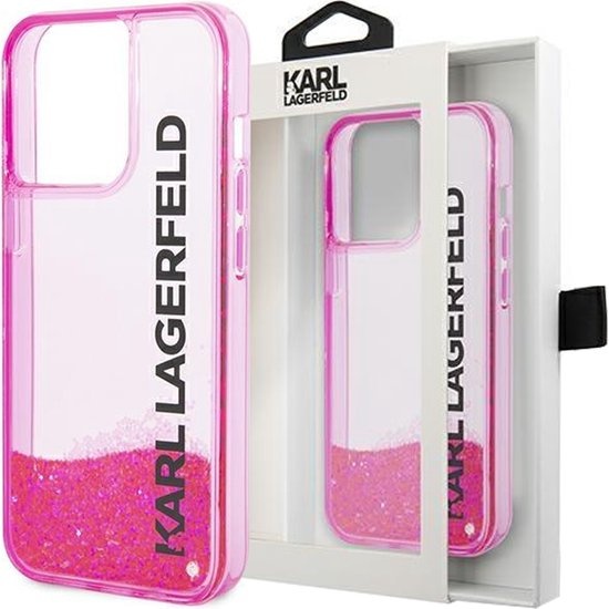 Karl Lagerfeld Karl Lagerfeld iPhone 14 Plus Backcover hoesje - Liquid Glitter - Roze, foto 6 van 6