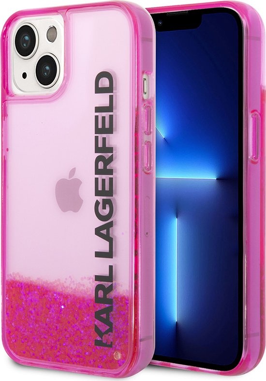 Karl Lagerfeld Karl Lagerfeld iPhone 14 Plus Backcover hoesje - Liquid Glitter - Roze