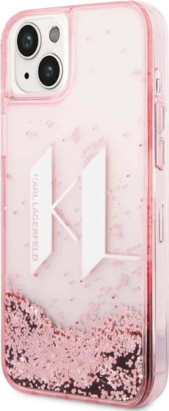 Karl Lagerfeld Karl Lagerfeld iPhone 14 Plus Backcover hoesje- Liquid Glitter - KL - Roze, foto 2 van 6